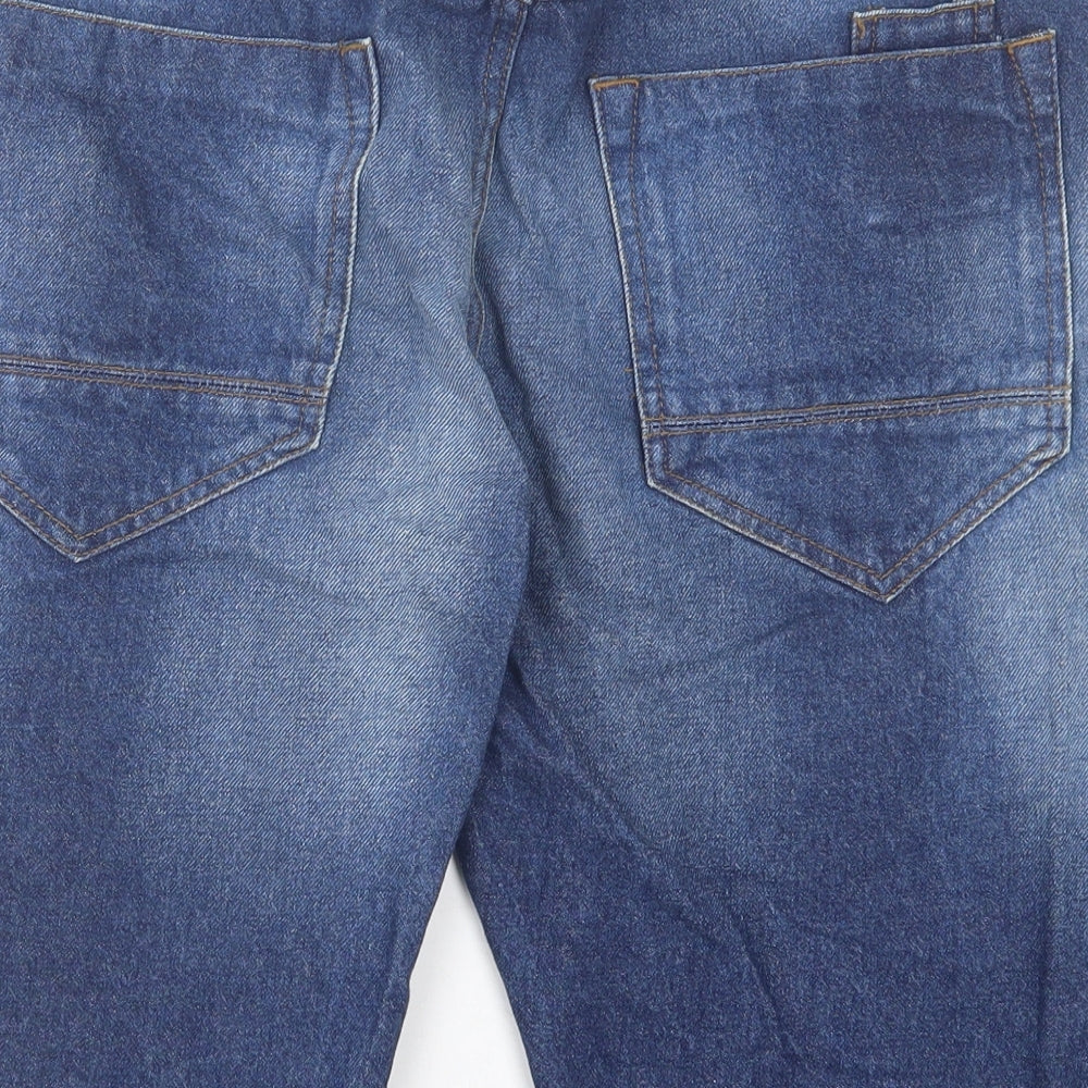 full english Mens Blue  Cotton Bermuda Shorts Size 36 in L14 in Regular Button