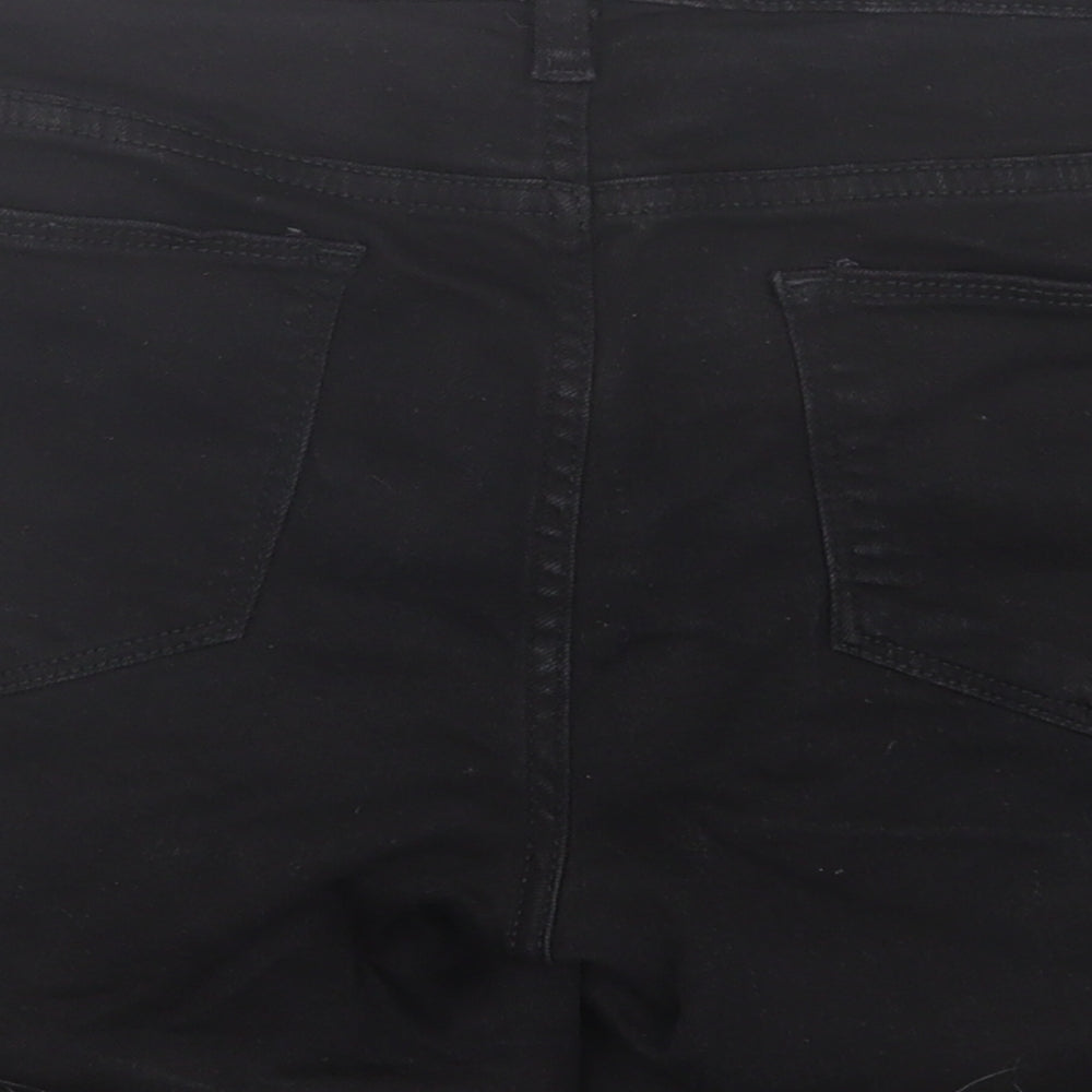 F&F Womens Black  Cotton Boyfriend Shorts Size 12 L5 in Regular Button