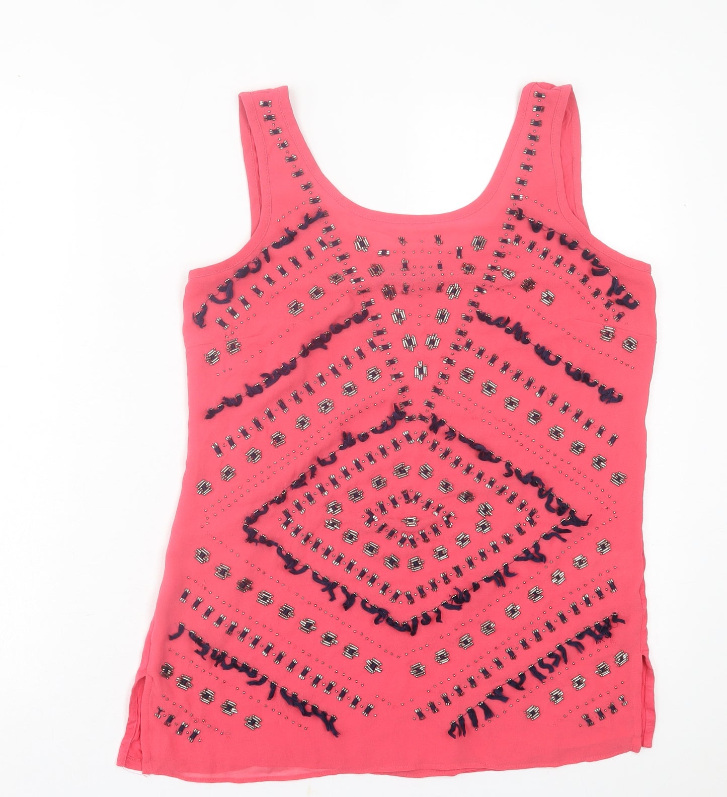 NEXT Womens Pink  Polyester Basic Tank Size 10 Scoop Neck