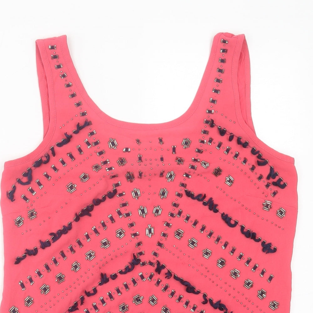 NEXT Womens Pink  Polyester Basic Tank Size 10 Scoop Neck