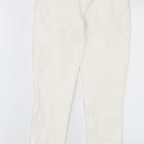 NEXT Womens White  Cotton Skinny Jeans Size 10 L26 in Regular Button