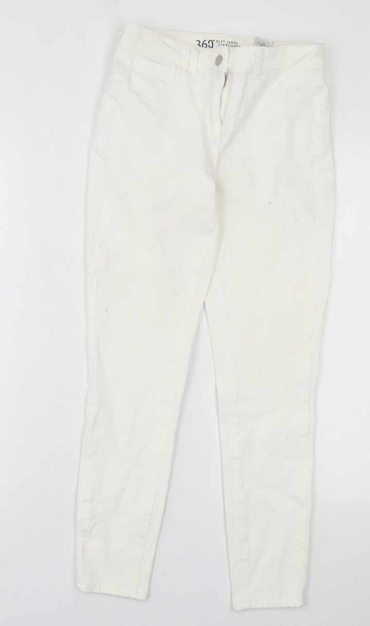 NEXT Womens White Cotton Skinny Jeans Size 10 L26 in Regular Button