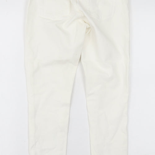 NEXT Womens White  Cotton Skinny Jeans Size 10 L26 in Regular Button