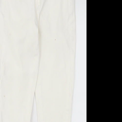 NEXT Womens White  Cotton Skinny Jeans Size 10 L26 in Regular Button