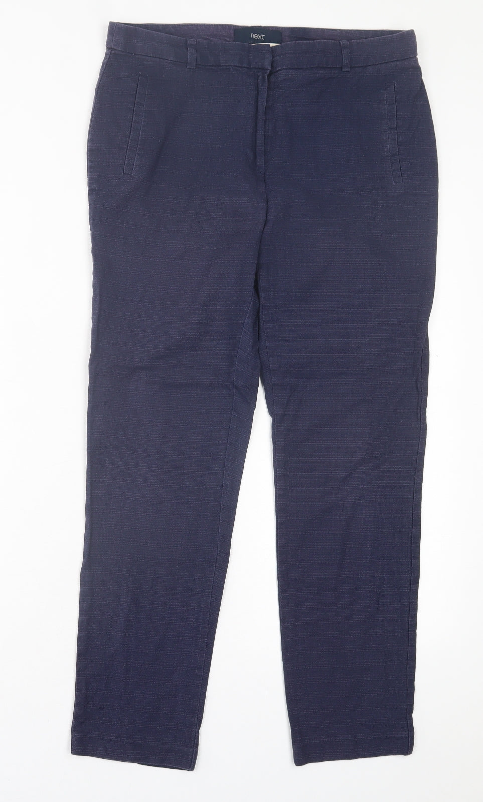 NEXT Womens Blue  Cotton Trousers  Size 10 L26 in Regular Hook & Eye