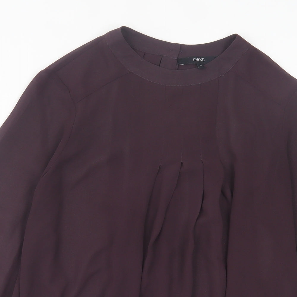 NEXT Womens Purple  Polyester Basic Blouse Size 12 Crew Neck