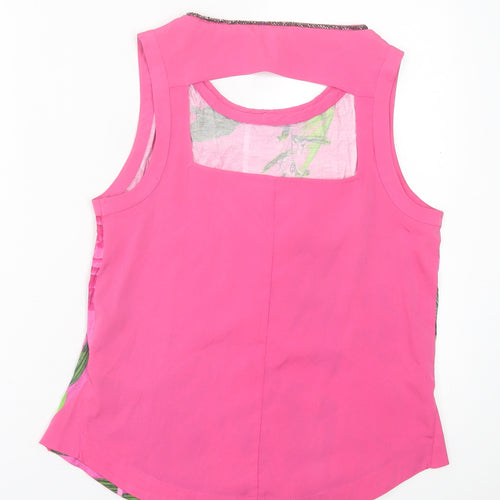 NEXT Womens Pink Floral Viscose Basic Tank Size 10 Crew Neck