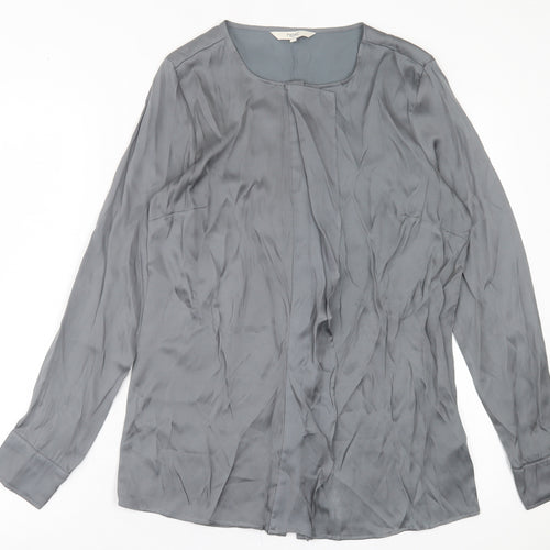 NEXT Womens Grey  Polyester Basic Button-Up Size 10 Crew Neck