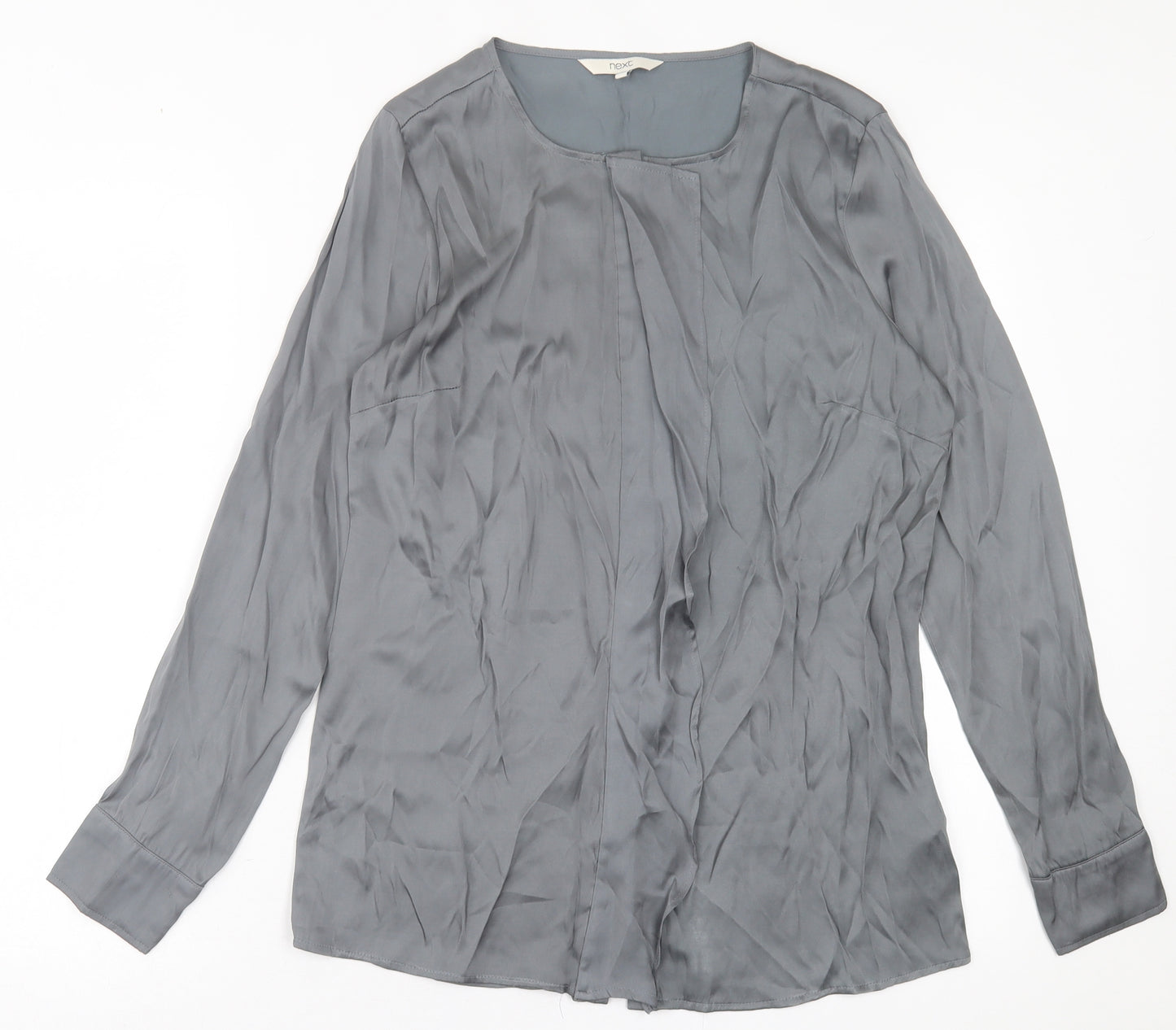 NEXT Womens Grey  Polyester Basic Button-Up Size 10 Crew Neck