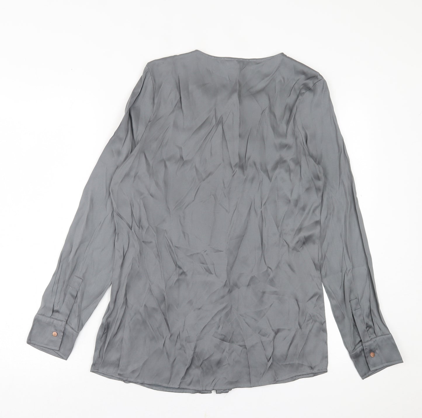 NEXT Womens Grey  Polyester Basic Button-Up Size 10 Crew Neck