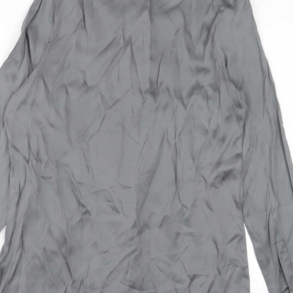 NEXT Womens Grey  Polyester Basic Button-Up Size 10 Crew Neck