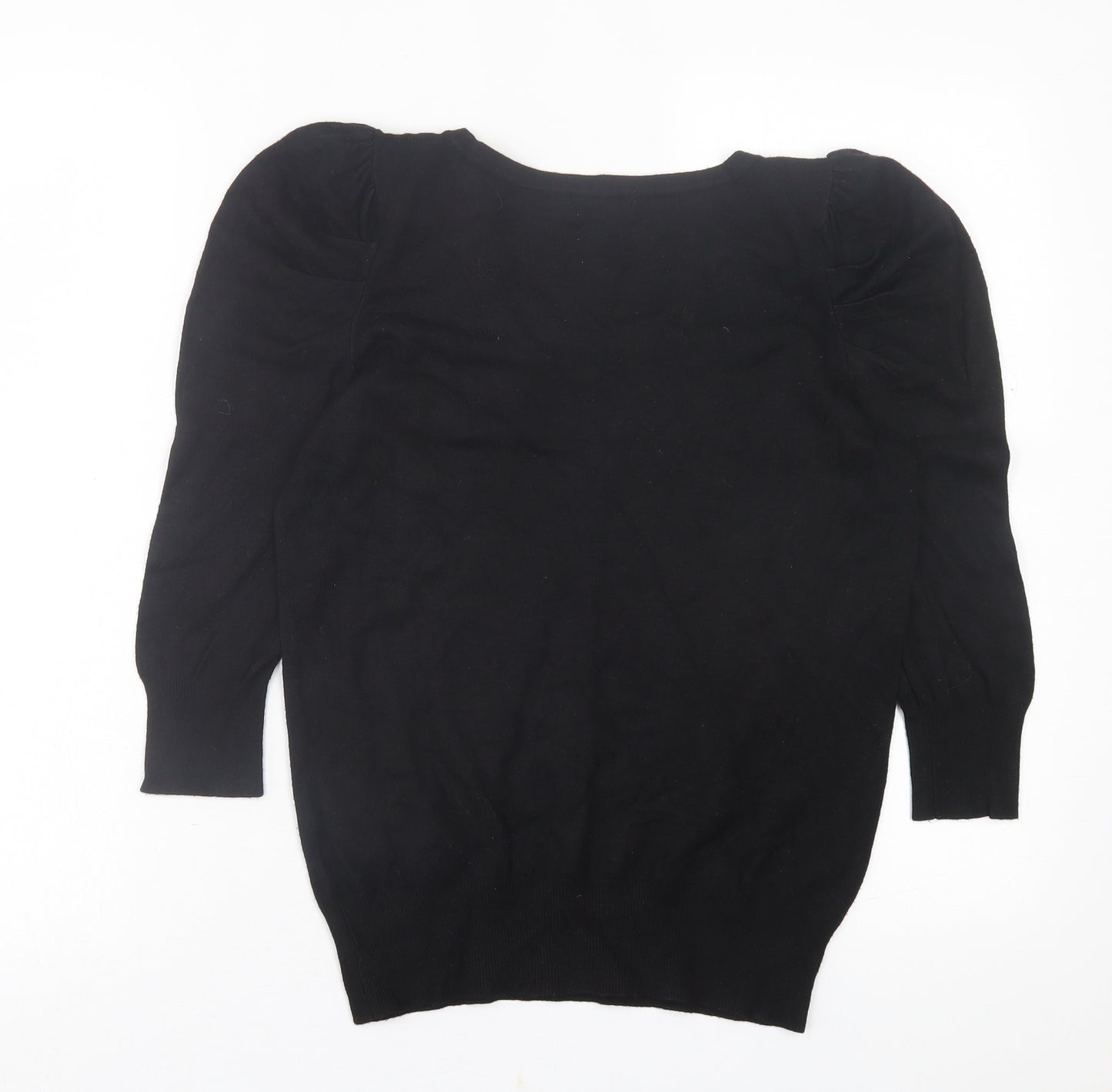 F&F Womens Black  Viscose Basic T-Shirt Size 10 Crew Neck