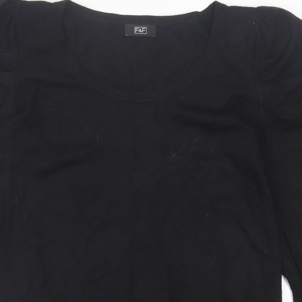 F&F Womens Black  Viscose Basic T-Shirt Size 10 Crew Neck