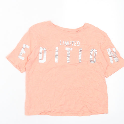 F&F Girls Pink  Cotton Basic T-Shirt Size 9-10 Years Crew Neck Pullover