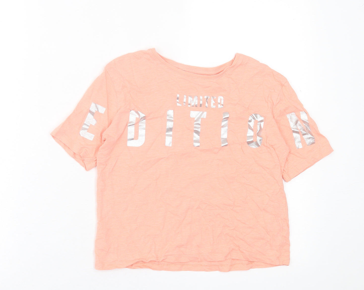 F&F Girls Pink  Cotton Basic T-Shirt Size 9-10 Years Crew Neck Pullover