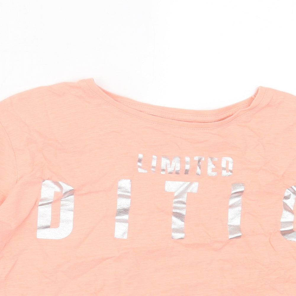 F&F Girls Pink  Cotton Basic T-Shirt Size 9-10 Years Crew Neck Pullover