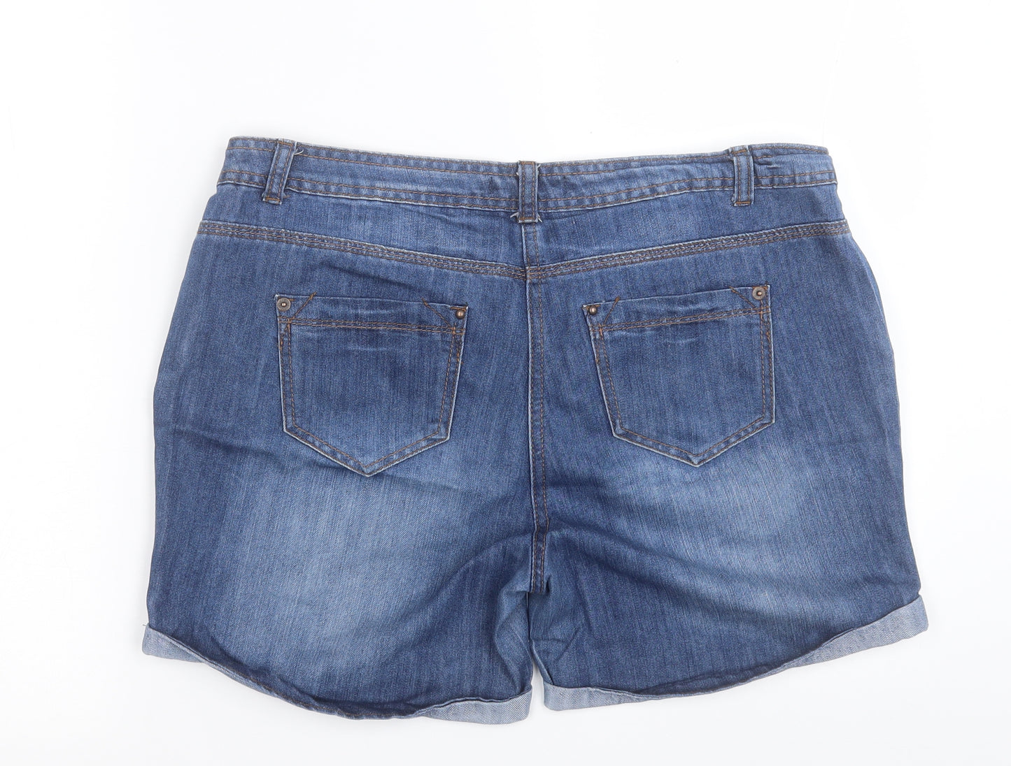 George Womens Blue  Cotton Boyfriend Shorts Size 12 L5 in Regular Button