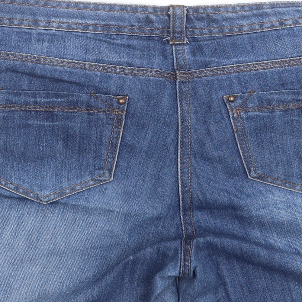 George Womens Blue  Cotton Boyfriend Shorts Size 12 L5 in Regular Button