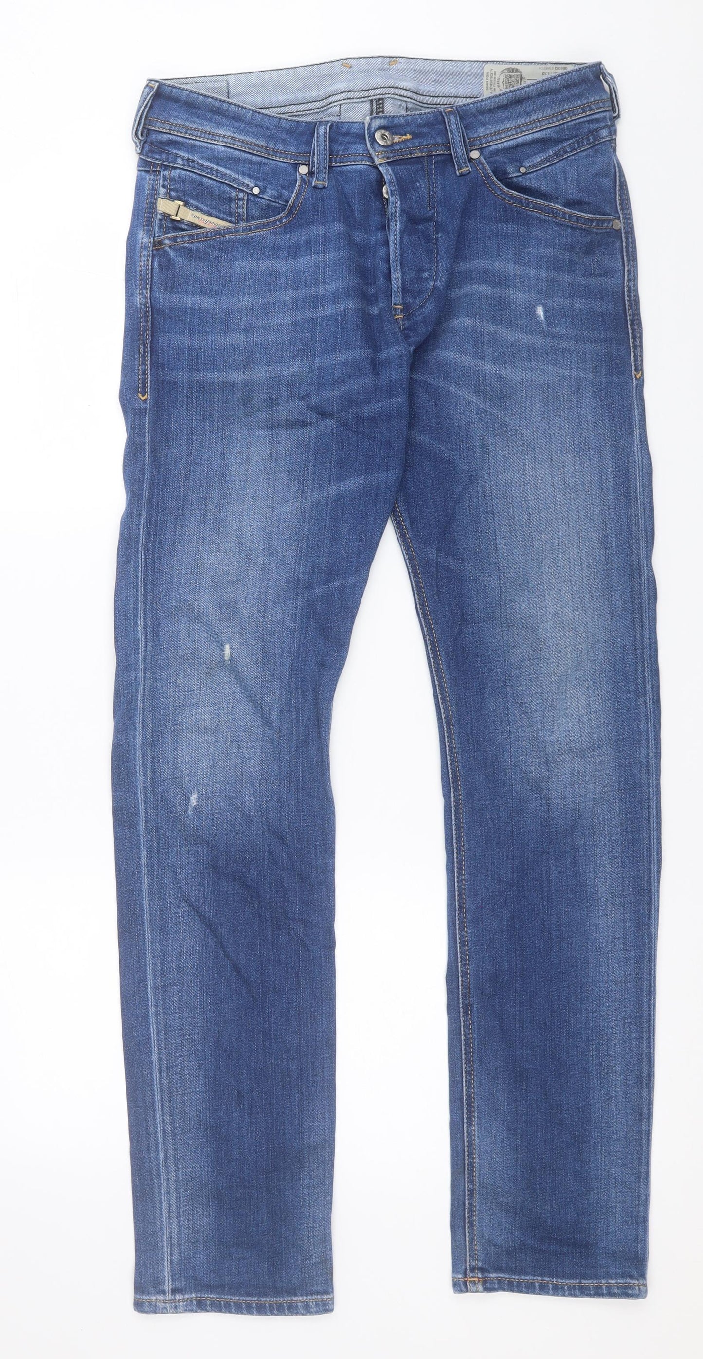 Diesel Mens Blue  Cotton Straight Jeans Size 30 in L32 in Regular Button