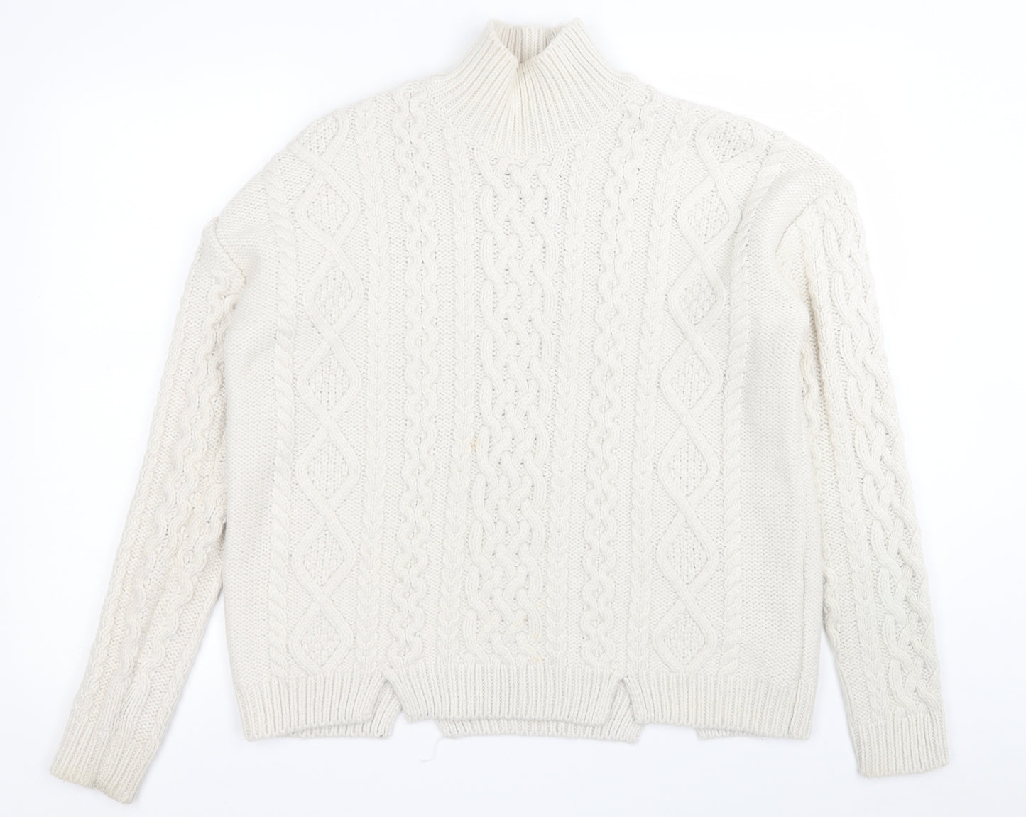 Marks and Spencer Womens Beige High Neck  Acrylic Pullover Jumper Size M
