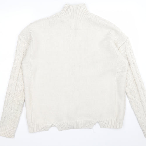 Marks and Spencer Womens Beige High Neck  Acrylic Pullover Jumper Size M