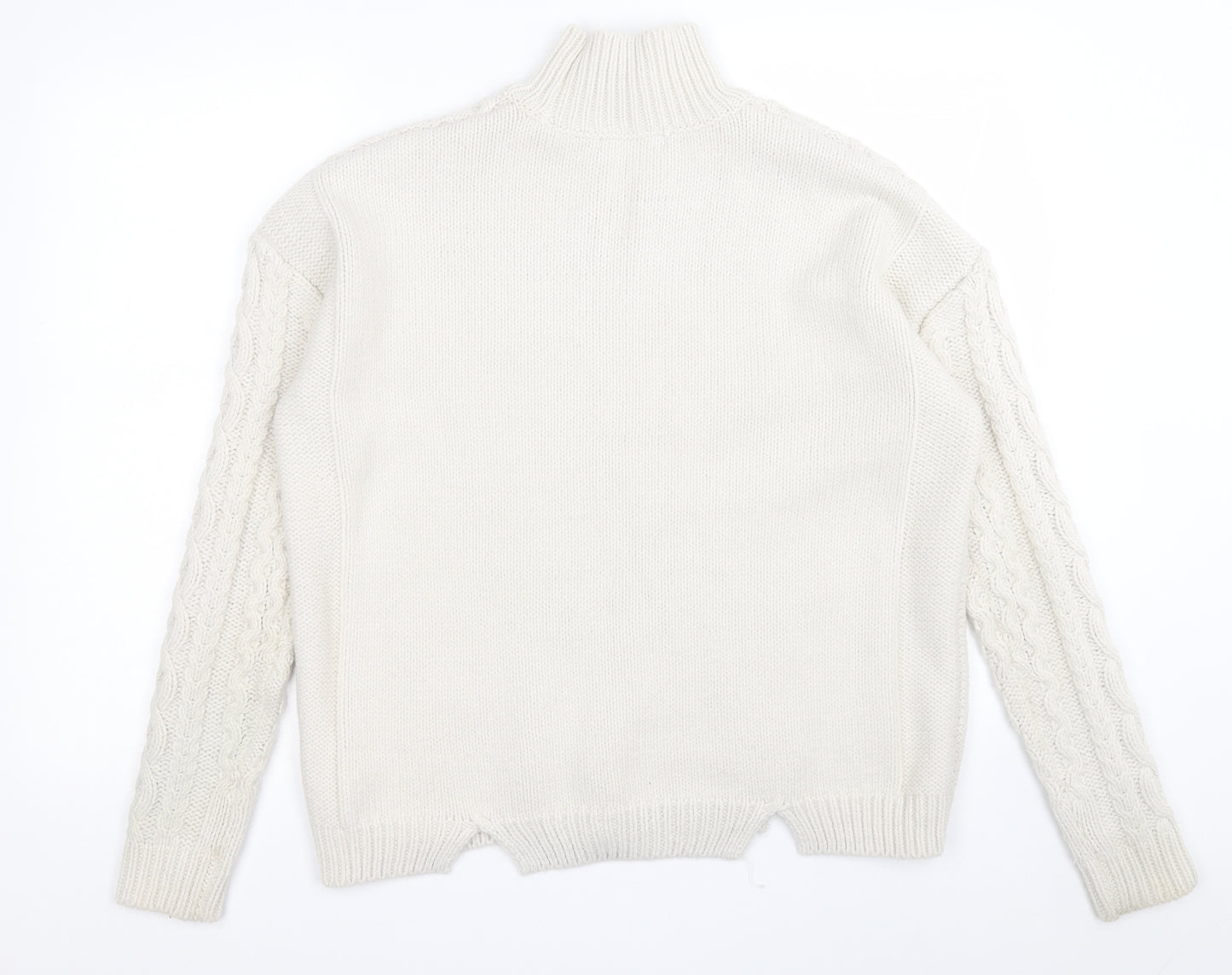 Marks and Spencer Womens Beige High Neck  Acrylic Pullover Jumper Size M