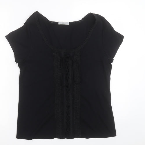 Marks and Spencer Womens Black  Cotton Basic T-Shirt Size 18 Scoop Neck