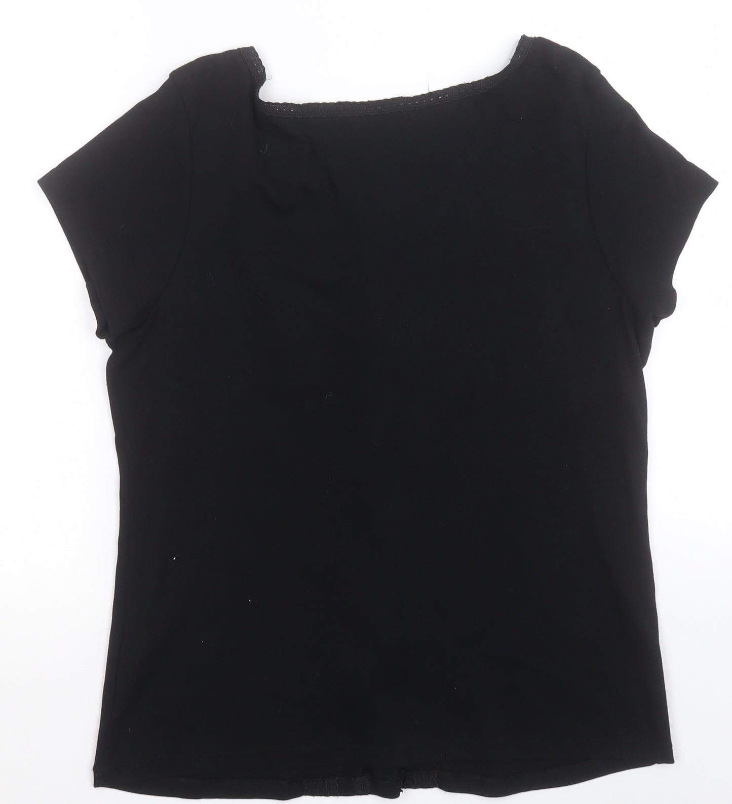 Marks and Spencer Womens Black  Cotton Basic T-Shirt Size 18 Scoop Neck