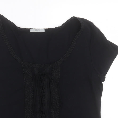 Marks and Spencer Womens Black  Cotton Basic T-Shirt Size 18 Scoop Neck
