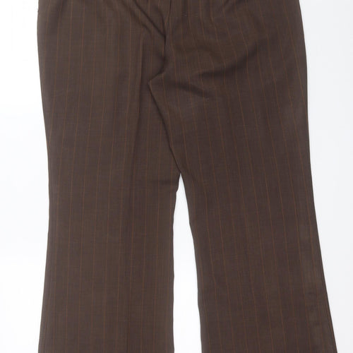 Marks and Spencer Womens Brown Striped Polyester Trousers  Size 18 L29 in Regular Button