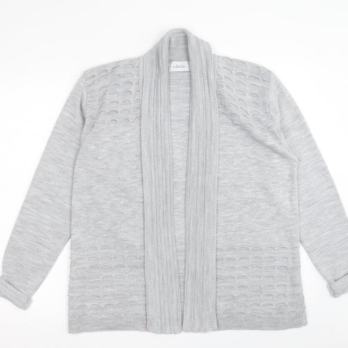 Classic Womens Grey V-Neck  Acrylic Cardigan Jumper Size XL
