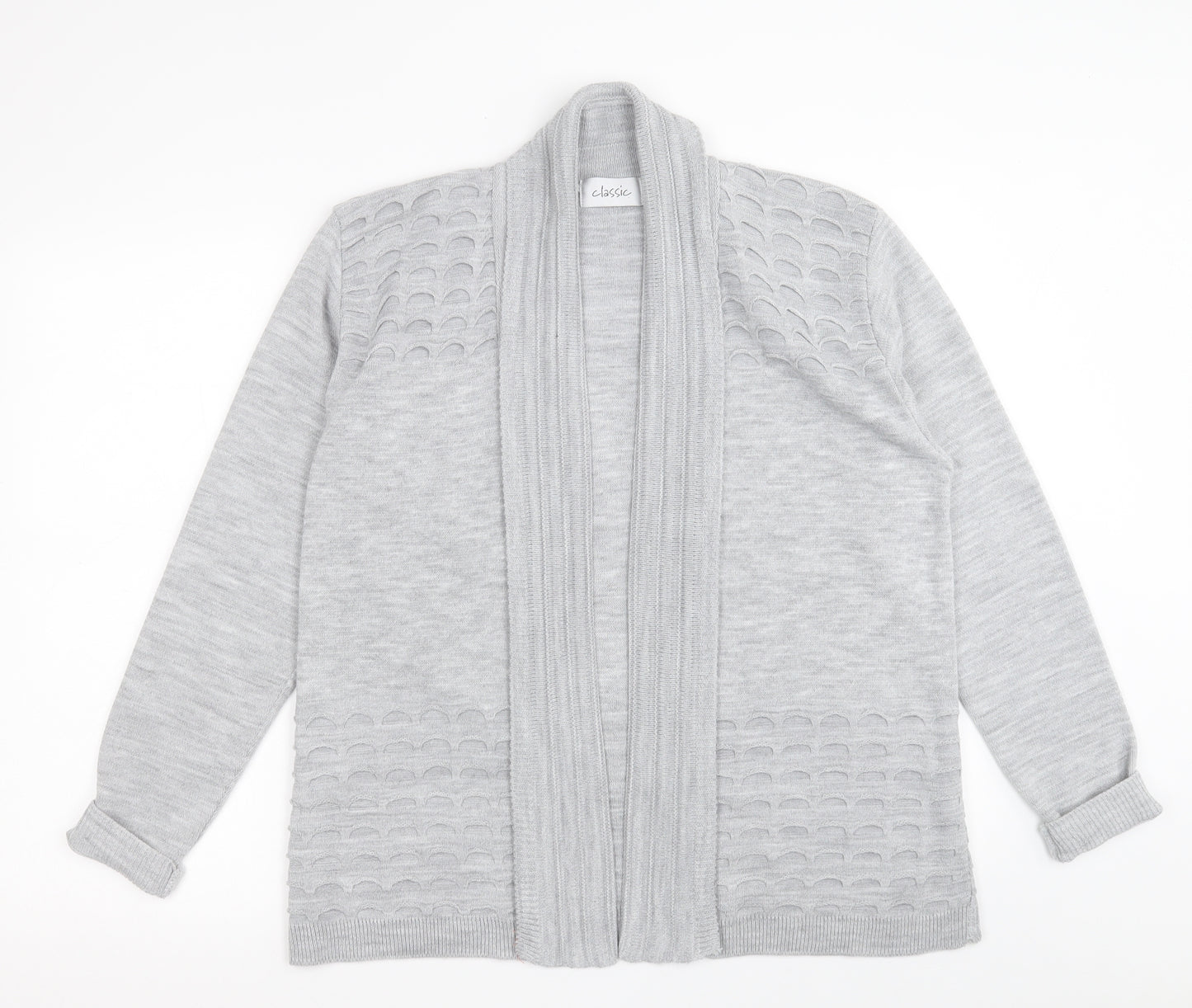 Classic Womens Grey V-Neck  Acrylic Cardigan Jumper Size XL