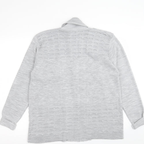 Classic Womens Grey V-Neck  Acrylic Cardigan Jumper Size XL