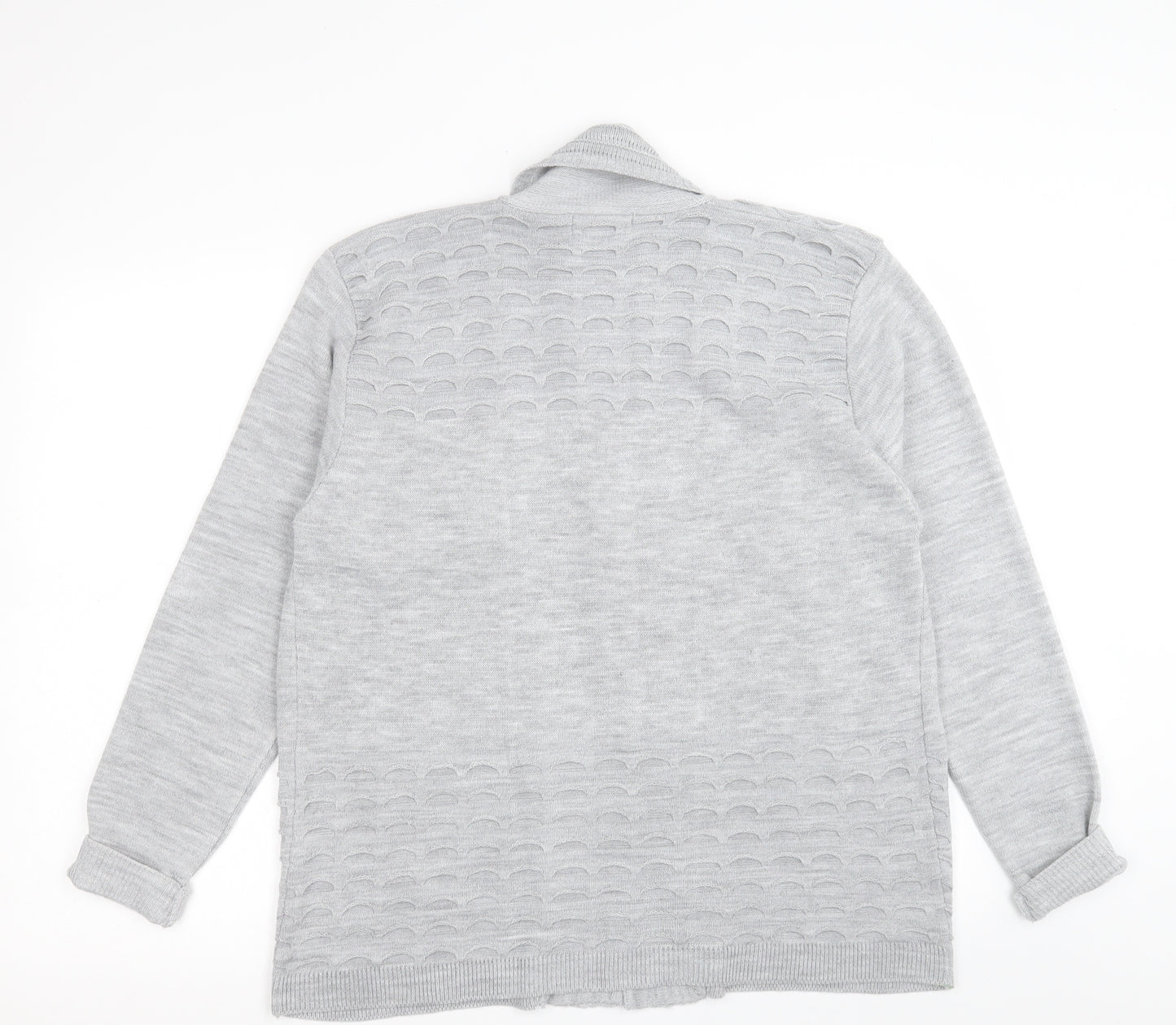 Classic Womens Grey V-Neck  Acrylic Cardigan Jumper Size XL