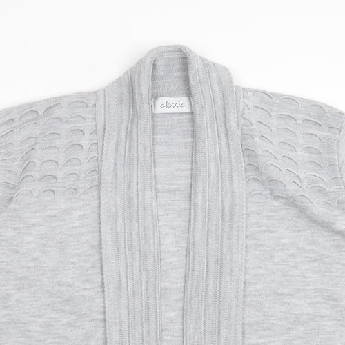 Classic Womens Grey V-Neck  Acrylic Cardigan Jumper Size XL