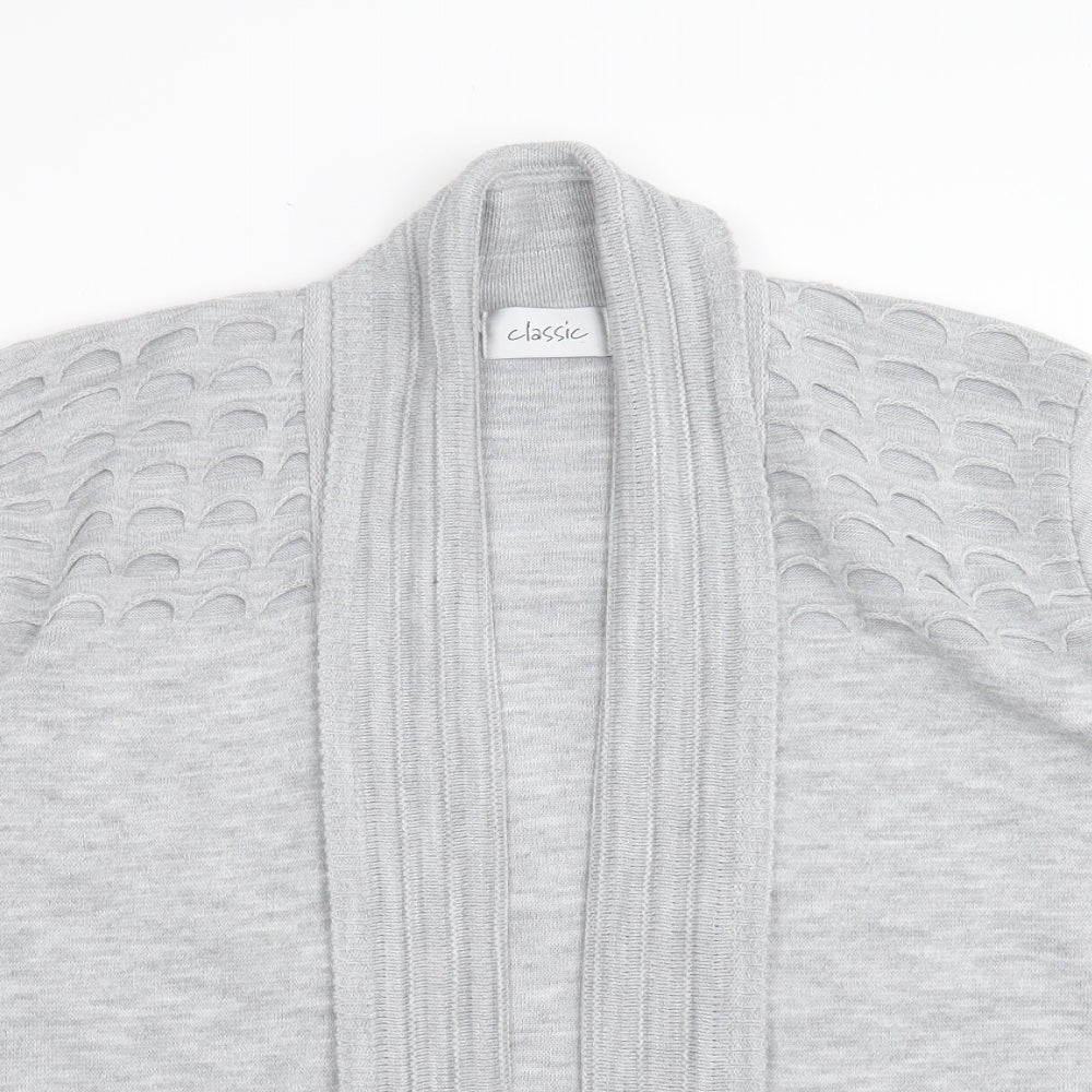 Classic Womens Grey V-Neck  Acrylic Cardigan Jumper Size XL