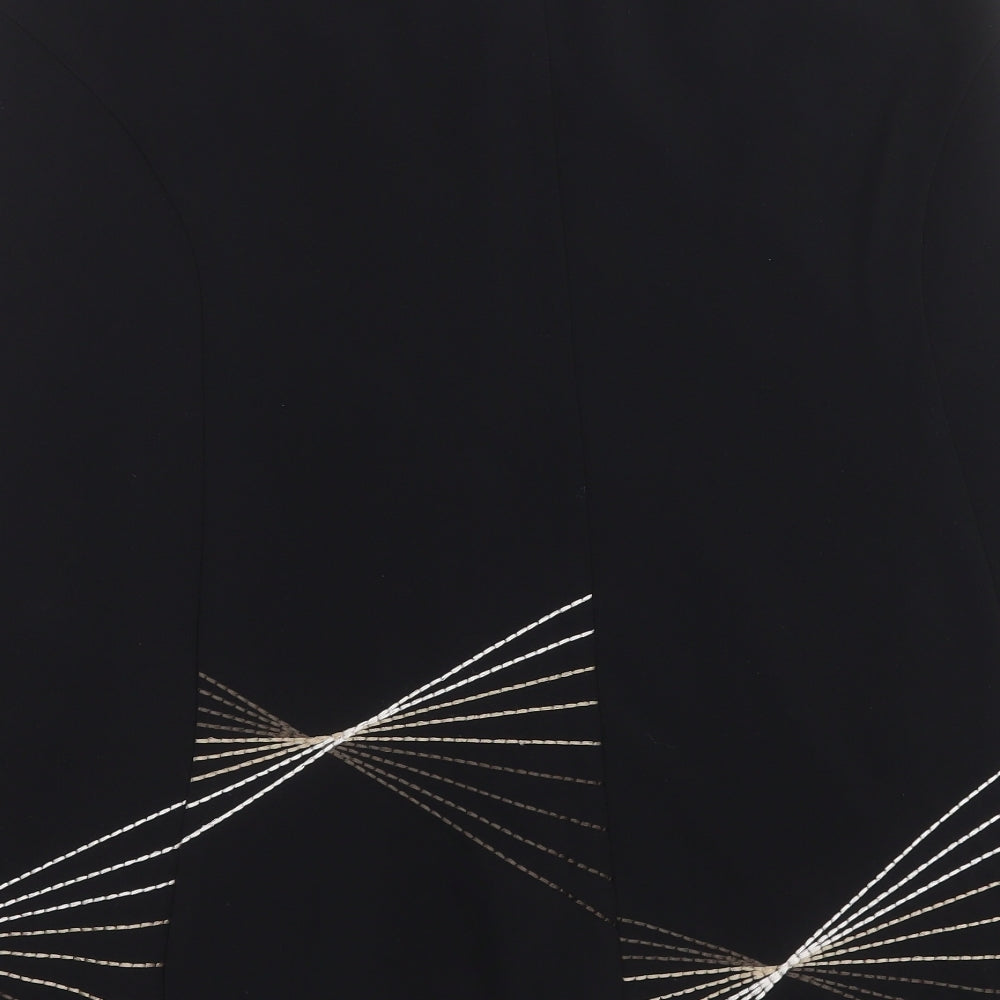 Marks and Spencer Womens Black Geometric Polyester A-Line Skirt Size 18