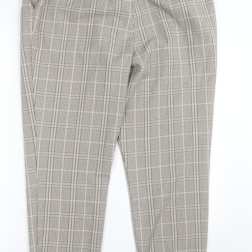 Dorothy Perkins Womens Beige Plaid Polyester Trousers  Size 14 L28 in Regular Hook & Eye