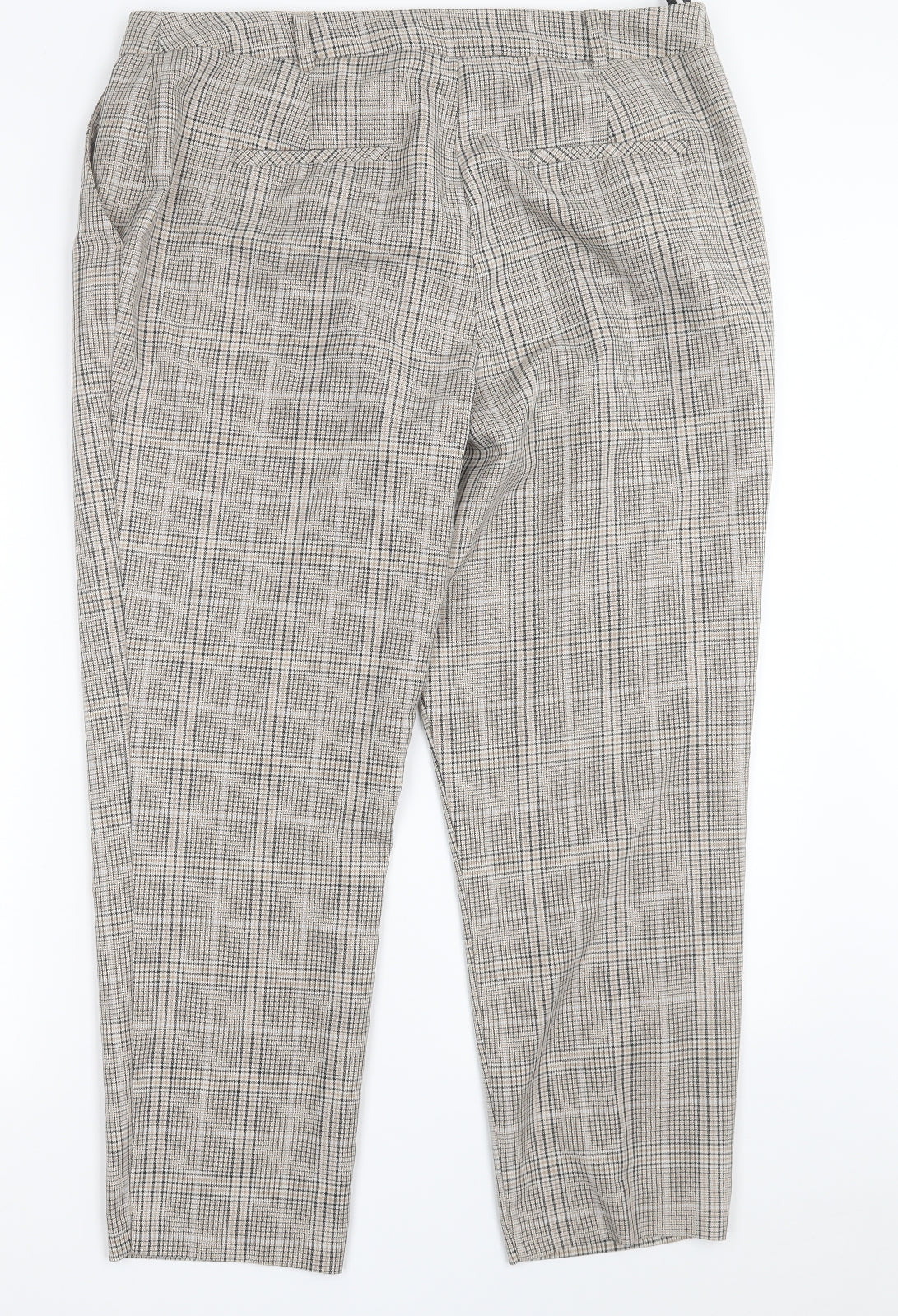 Dorothy Perkins Womens Beige Plaid Polyester Trousers  Size 14 L28 in Regular Hook & Eye