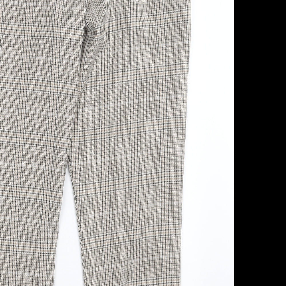 Dorothy Perkins Womens Beige Plaid Polyester Trousers  Size 14 L28 in Regular Hook & Eye
