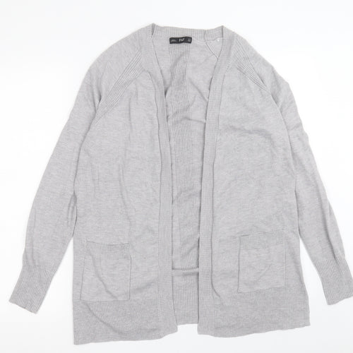 F&F Womens Grey V-Neck  Nylon Cardigan Jumper Size 8
