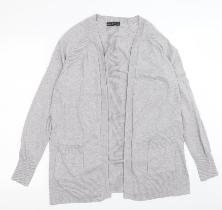F&F Womens Grey V-Neck Nylon Cardigan Jumper Size 8