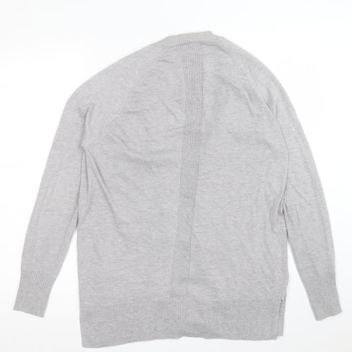 F&F Womens Grey V-Neck  Nylon Cardigan Jumper Size 8