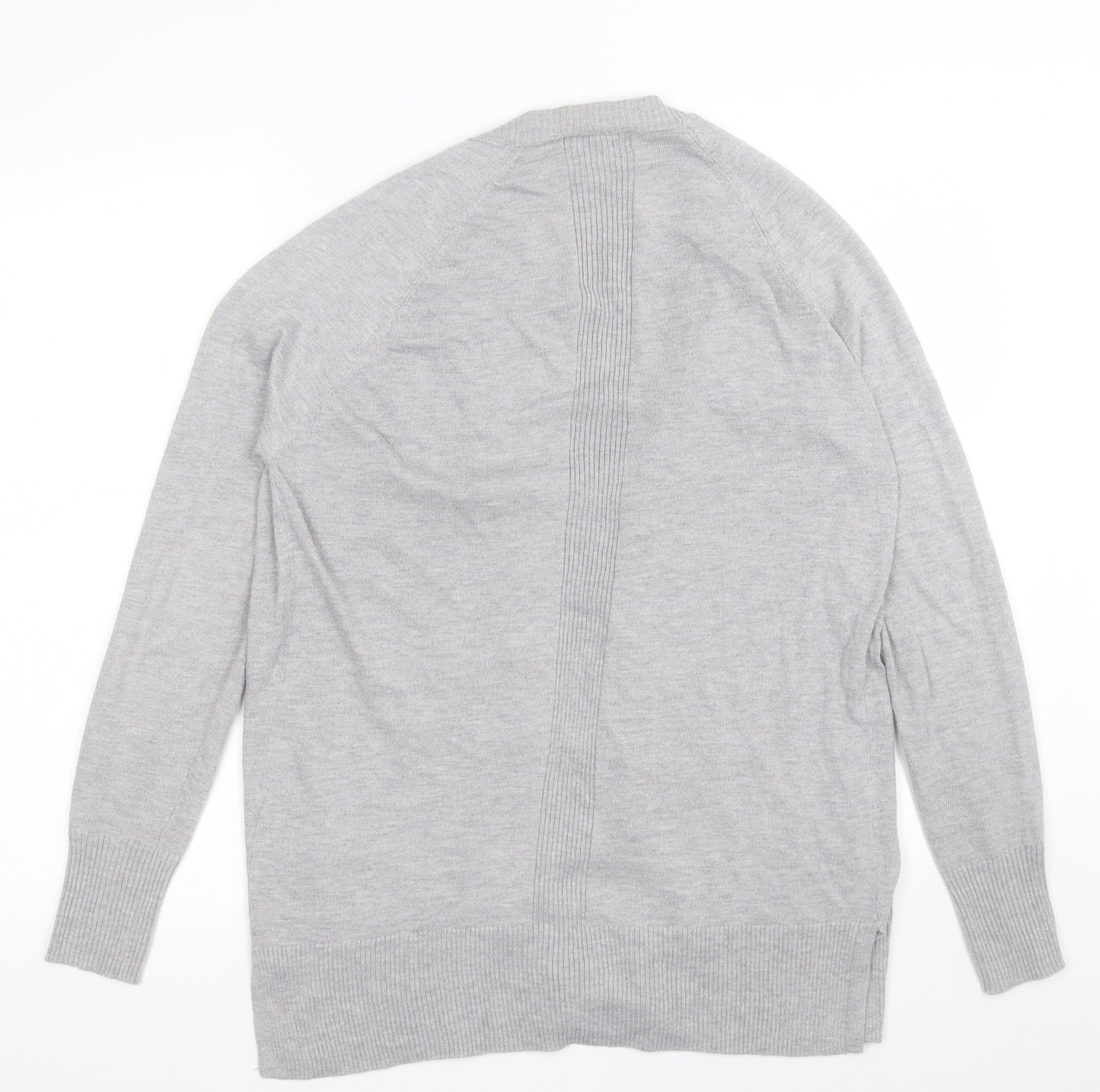 F&F Womens Grey V-Neck  Nylon Cardigan Jumper Size 8
