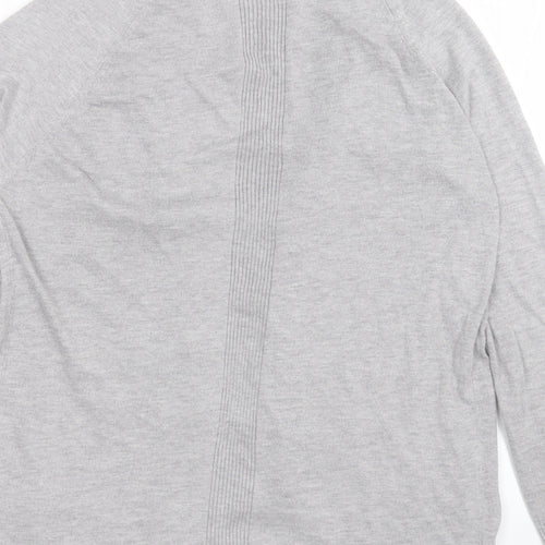 F&F Womens Grey V-Neck  Nylon Cardigan Jumper Size 8