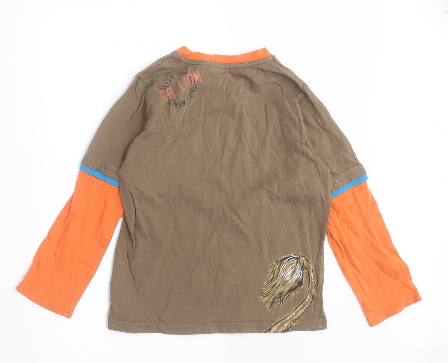 Marks and Spencer Boys Brown  Cotton Basic Casual Size 4-5 Years Collared Pullover - WWF