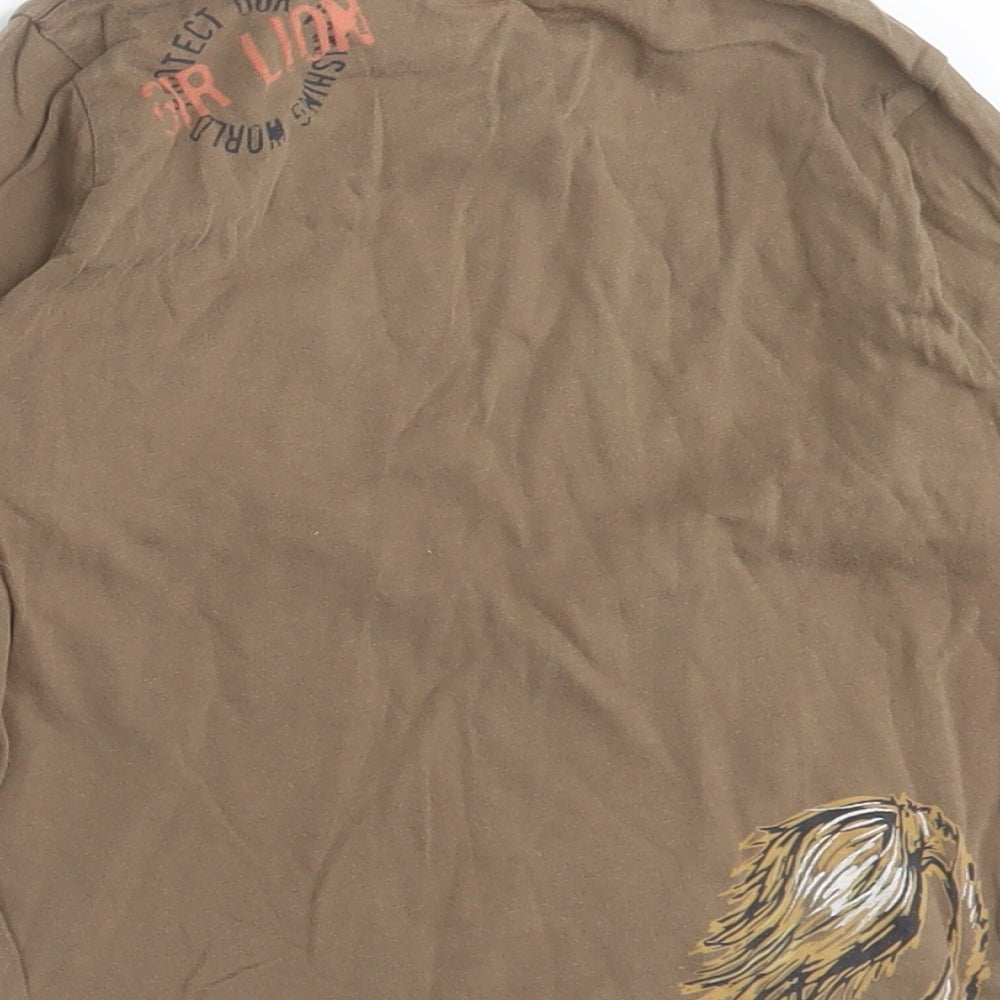 Marks and Spencer Boys Brown  Cotton Basic Casual Size 4-5 Years Collared Pullover - WWF