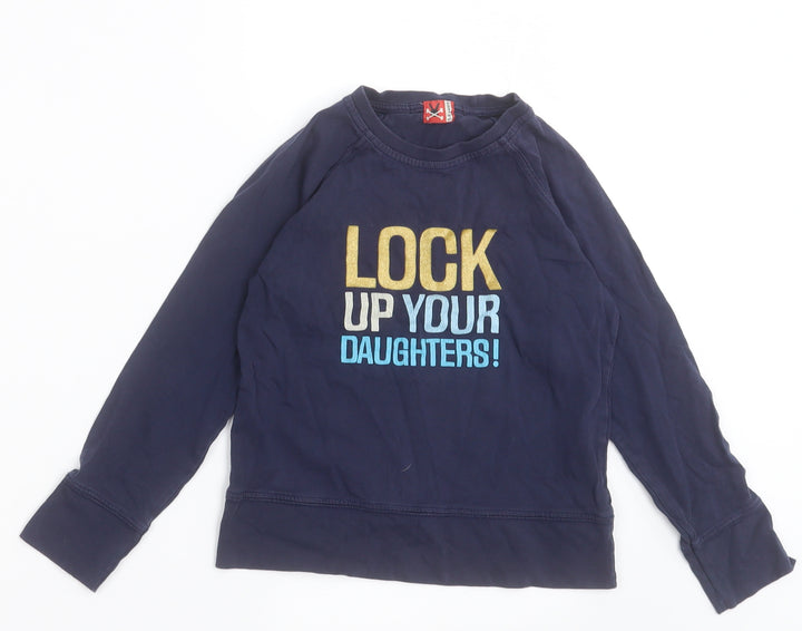 No Added Sugar Boys Blue  Cotton Basic Casual Size 5-6 Years Crew Neck Pullover