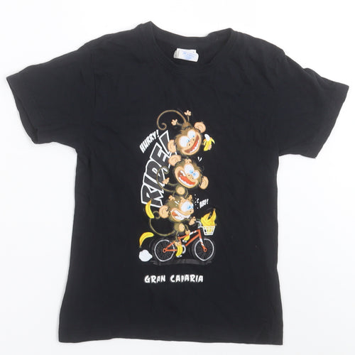 JHK Boys Black  Cotton Basic T-Shirt Size 5-6 Years Crew Neck Pullover