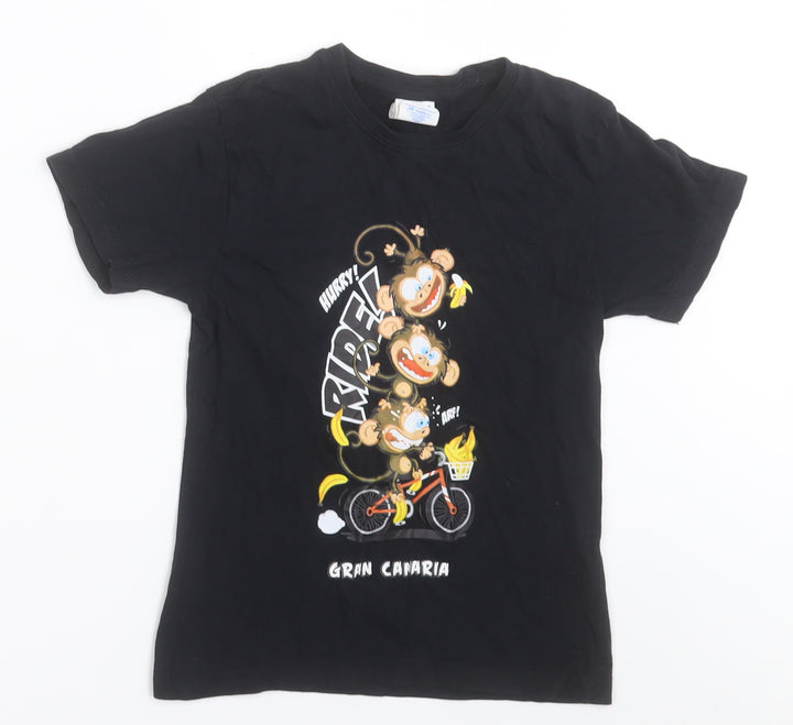 JHK Boys Black  Cotton Basic T-Shirt Size 5-6 Years Crew Neck Pullover
